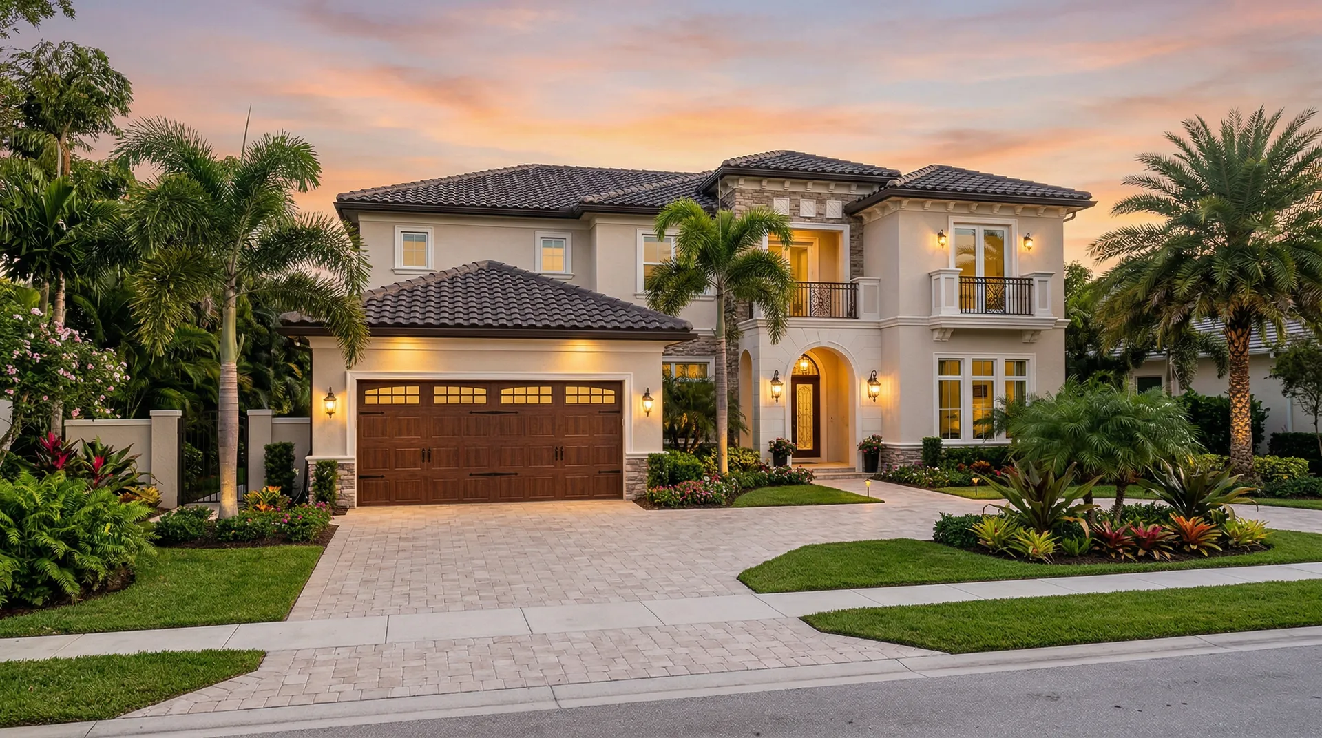 Two-story Florida home with carriage-style garage door